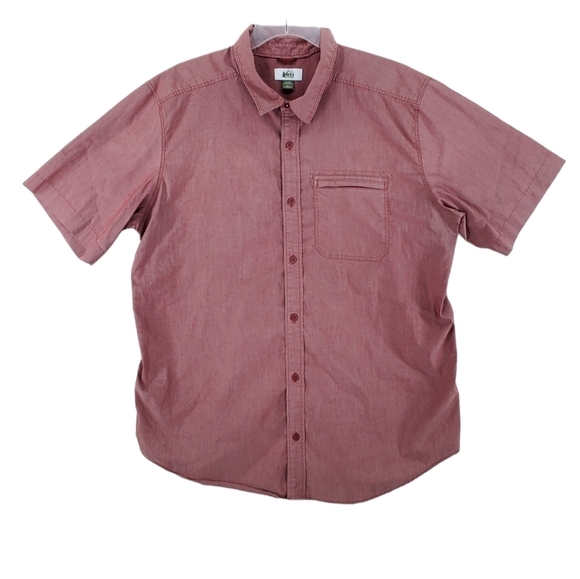 REI Co-op Shirt Mens L Metallic Maroon Short Sleeves Button Down - Picture 10 of 11